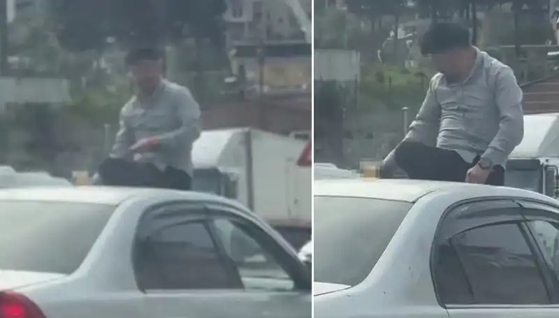 Trafikte Pes Dedirten Görüntü: Otomobil Üzerinde Eğlencenin Sınırları Zorlandı!